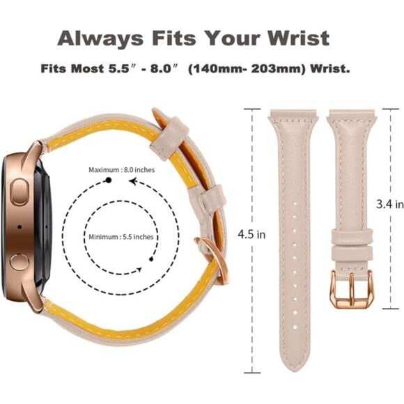 Leather Band Compatible with Samsung Galaxy Watch 6/7/FE/5/4 40mm 44mm - Picture 3 of 7